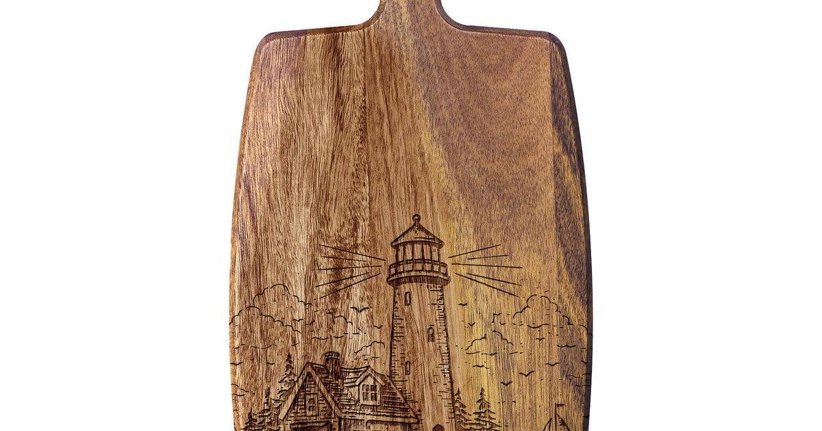 Rock & Branch® Acacia Paddle Board with Engraved Lighthouse – Totally ...